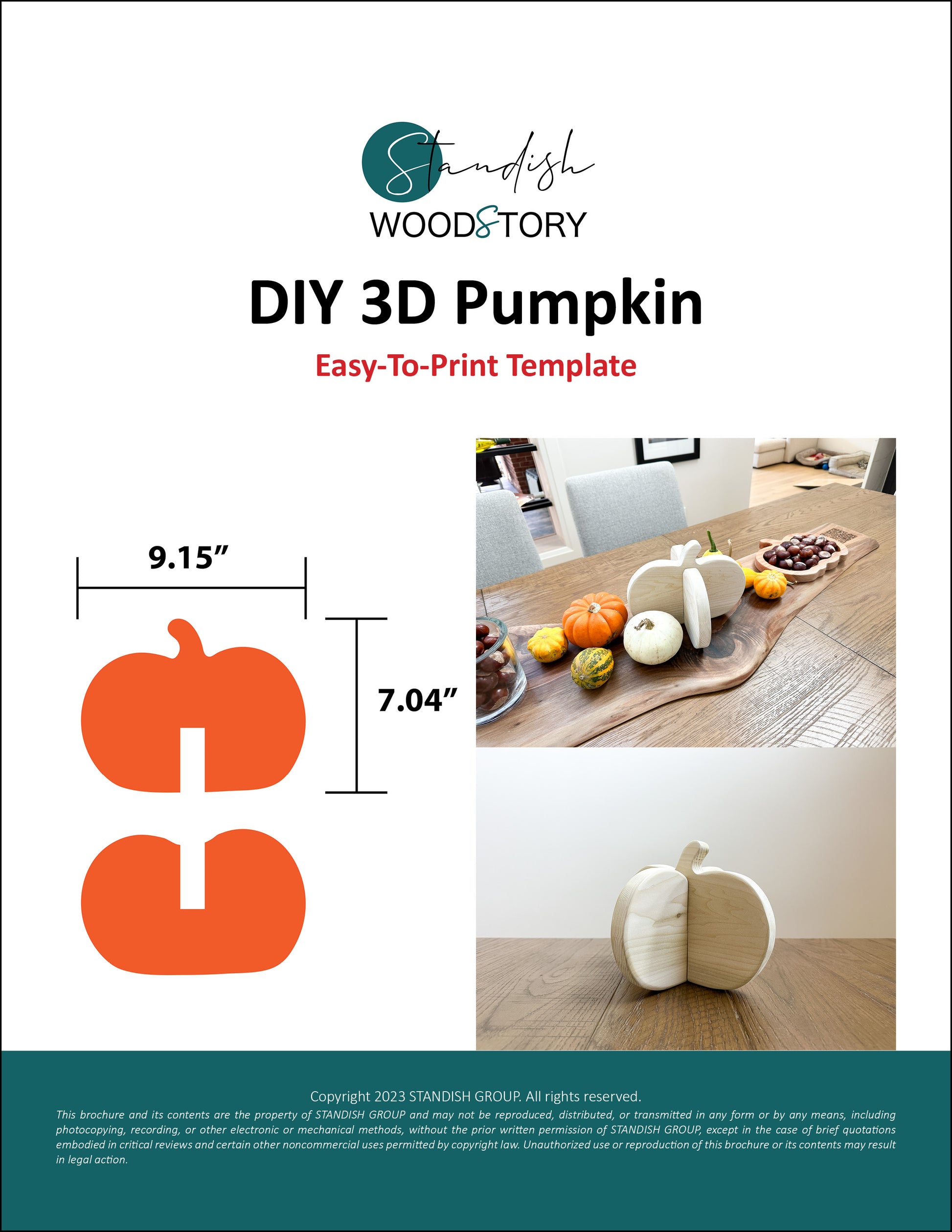 FREE 3D Pumpkin Template (Print at home PDF) Standish WoodStory