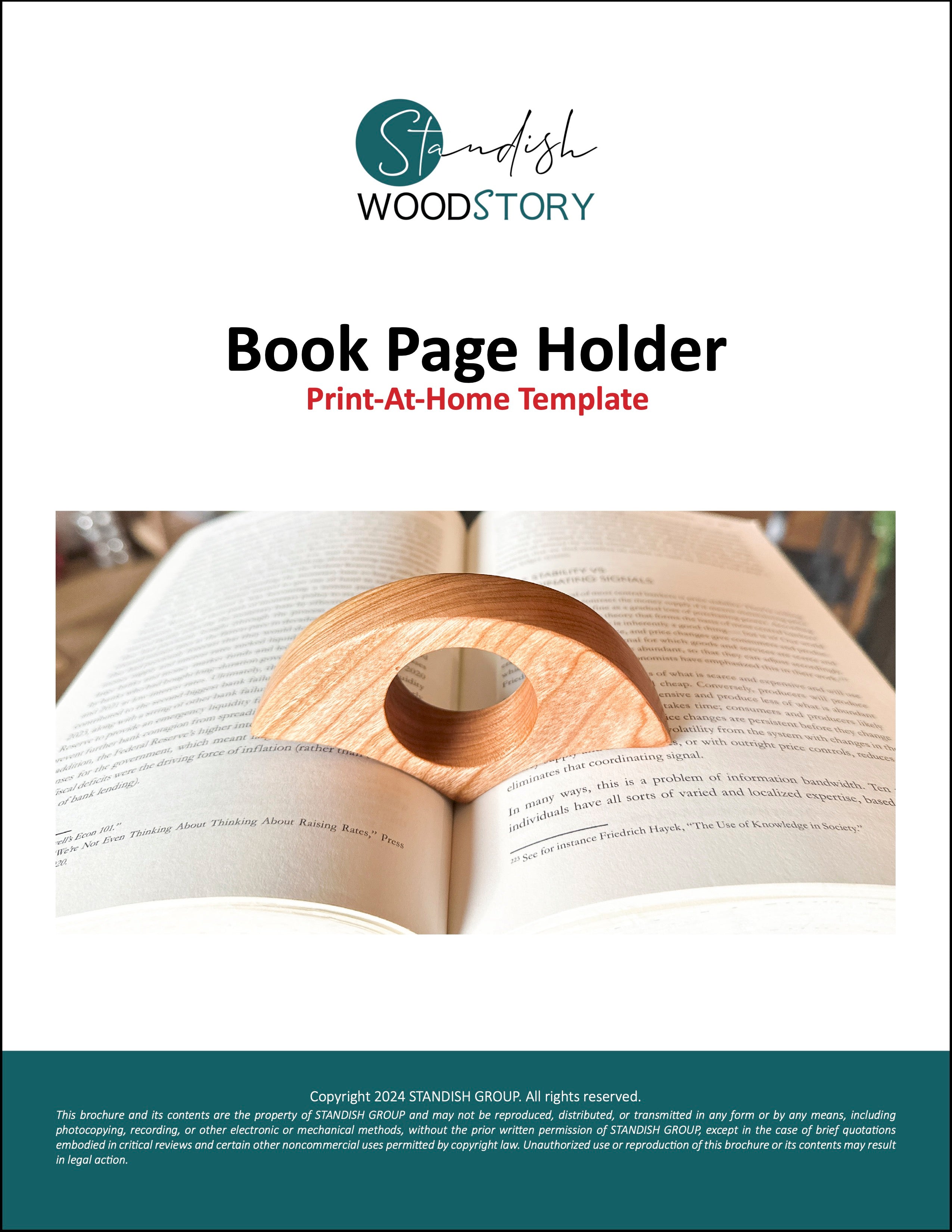FREE Book Page Holder Template (Print at home PDF) Standish WoodStory