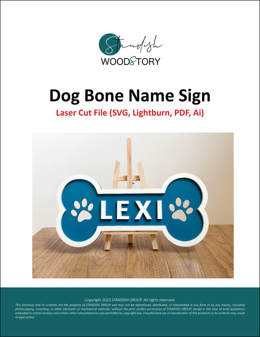 FREE DIY Dog Bone Sign Woodworking Plans (SVG, Lightburn, Illustrator, Print Download)