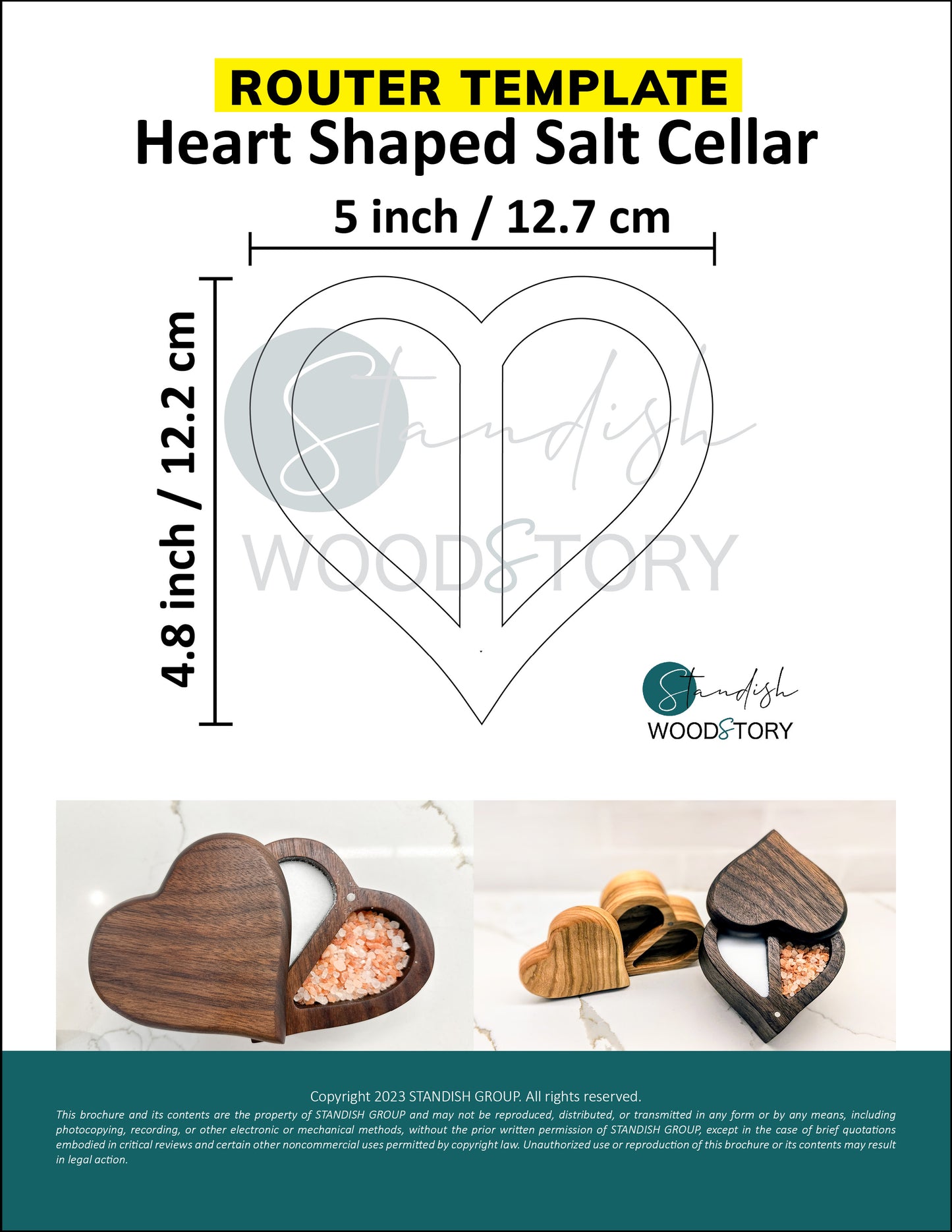 Salt Cellar Acrylic Router Template - Heart Shaped