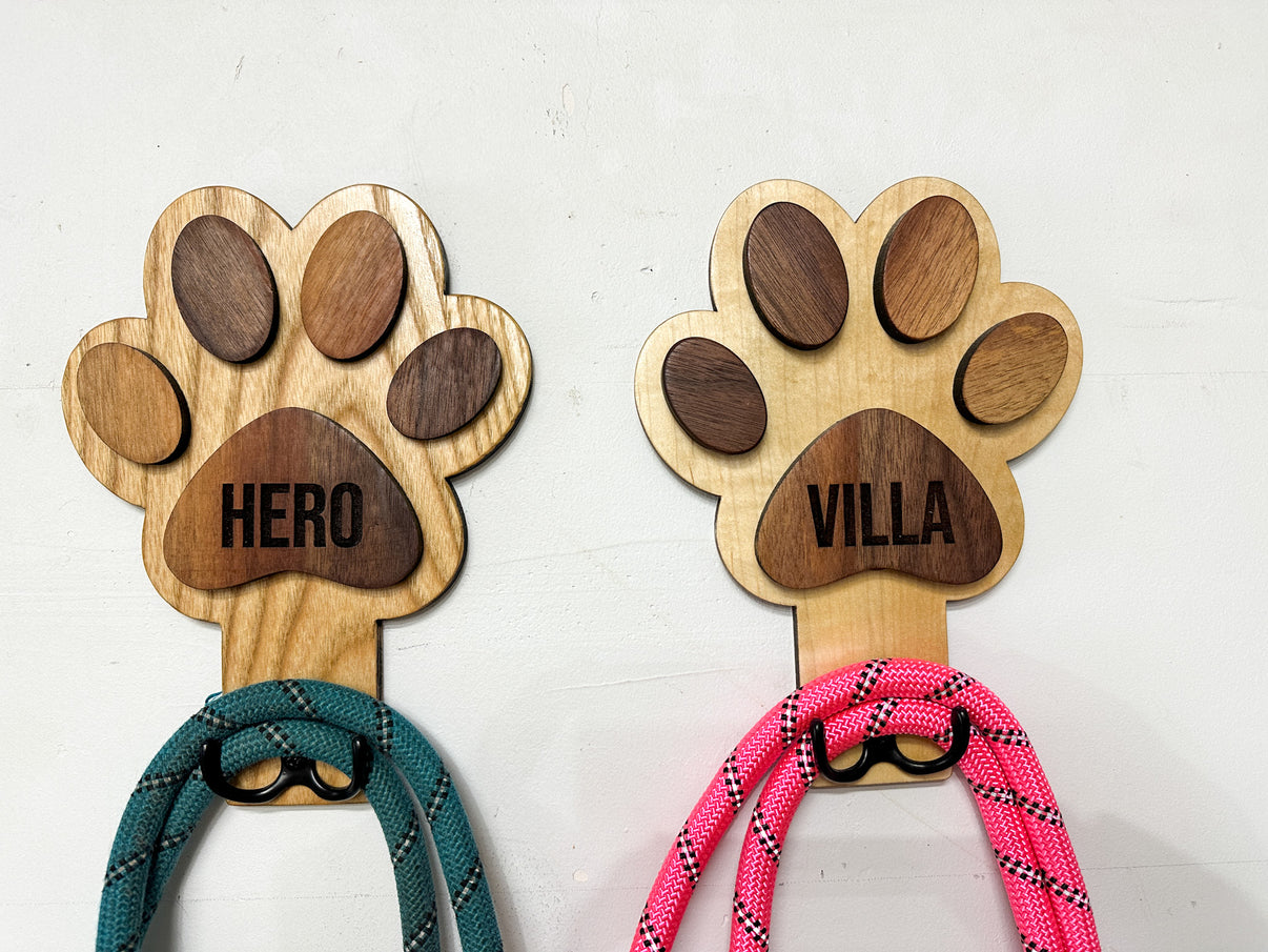 DIY Dog Paw Leash Holder (SVG, Lightburn, Illustrator, Print Download