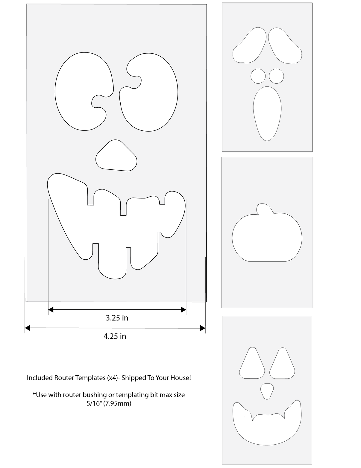 Set of 4 Halloween Router Templates For DIYJack O Lantern Standish